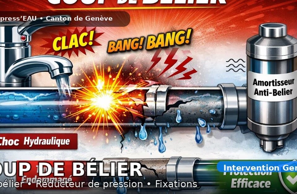 Miniature Express’EAU : coup de bélier en plomberie à Genève, protection des canalisations (anti-bélier).