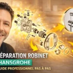Réparation d’un robinet Hansgrohe avec vue éclatée des pièces et guide professionnel pas à pas