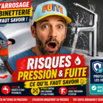 Tuyau d’arrosage raccordé sur une robinetterie, montage déconseillé en raison des risques de pression permanente, fuite d’eau, bypass eau chaude eau froide et retour d’eau selon les recommandations SSIGE