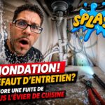 Fuite sous l’évier de cuisine provoquée par un tube de siphon déboîté