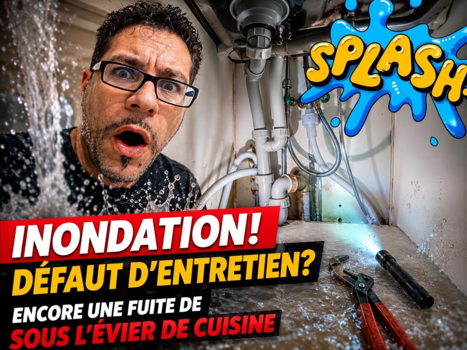 Fuite sous l’évier de cuisine provoquée par un tube de siphon déboîté